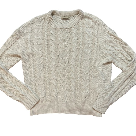 Pull & Bear Women’s Cable Knit Cream Sweater Size M Classic Casual Medium Weight - Picture 5 of 12